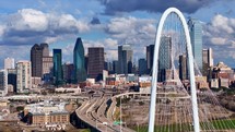 Highway and Bridge with Dallas Texas Skyline