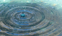 water droplet splash in a fountain with concentric ripples 