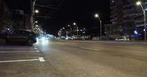 Vehicles Driving At Night In City Of Galati In Moldavia, Romania. - static