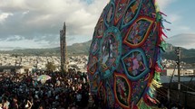 Aerial Shot of La Feria de Barriletes Gigantes In Guatemalan Town Of Sumpango In Sacatepequez State Of Guatemala. 