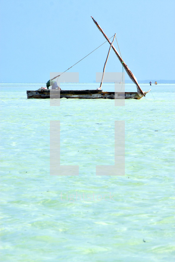 boat near the beach in Zanzibar 
