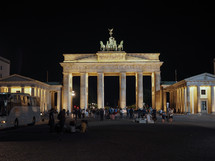 BERLIN, GERMANY - CIRCA JUNE 2016: Tourists at Brandenburger Tor (meaning Brandenburg Gate) at night