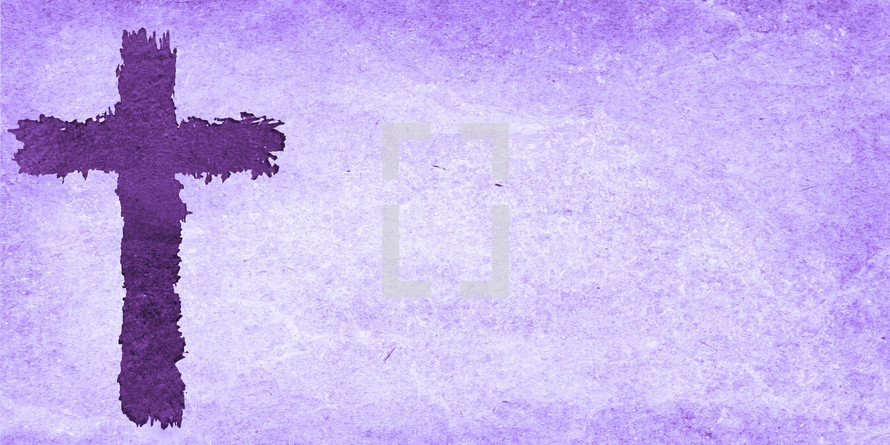rough dark purple cross on rough purple backdrop