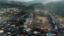 Drone Aerial View Over Sumpango Giant Kite Festival With Tourists Gathered In Guatemala For Dia de los Muertos.