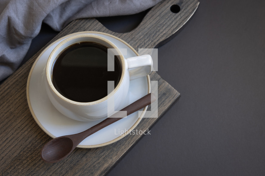 coffee cup and wooden spoon 