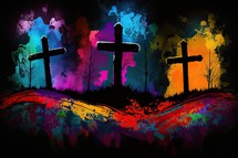 Three Crosses Abstract Art Painting Background