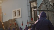Participants in Easter Procession Festival in Antigua Guatemala - selective focus	