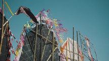 Handmade Giant KItes Se To Fly During Día de Los Muertos Celebration In Sumpango, Guatemala. Low Angle