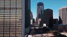 Aerial of Pearl Street Buildings in Downtown Dallas, Texas