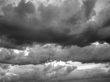 dramatic clouds in black and white 