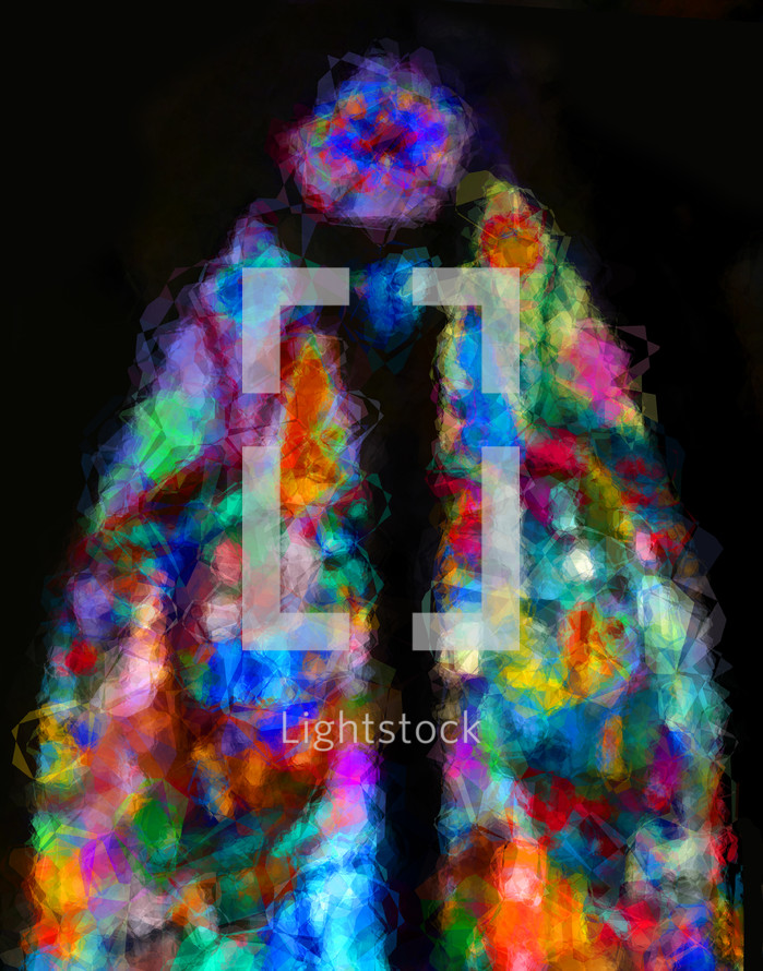 colorful stained glass abstract design in vertical format