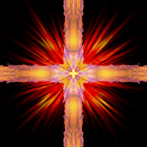 dramatic cross artwork with glowing rays and tie dye effect 