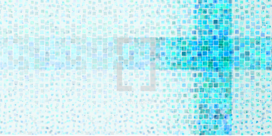 turquoise and white mosaic cross background, could be rotated for a tall vertical cross