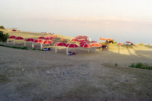 Umbrellas near the Dead Sea