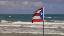 Slow Motion Puerto Rico Flag Blowing In The Wind