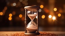 Close-up view of the sand clock and bokeh background Created With Generative AI Technology	
