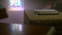 Bible on an alter in a chapel 