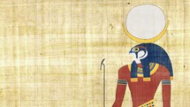Khonsu the Egyptian God of Moon on a Papyrus Background