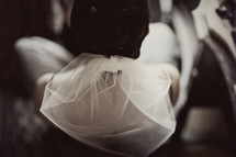 veil on the back of a brides head