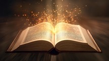 open bible with shinning light on it