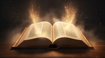 open bible with shinning light on it