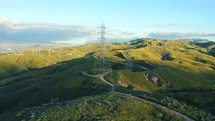 Power Lines Aerial Drone Hill Mountian