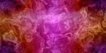 Marbled pink, orange, brown and purple colors create a moody atmosphere with a bright center