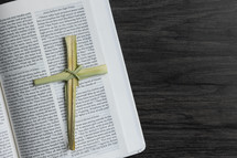 palm cross on an open Bible 