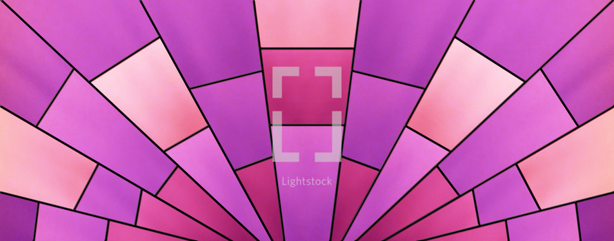 radiating stained glass illustration symmetrical in pink purple peach