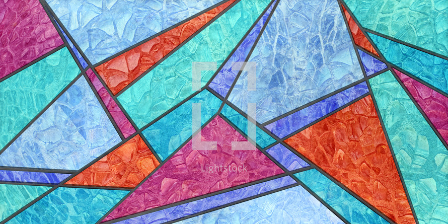 abstract geometric stained glass design with textured glass segments