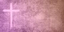 rough cross pink purple to brown textured slide background with empty space for text like worship lyrics, scripture, a quote, announcements... suitable for a worship slide backdrop