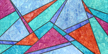abstract geometric stained glass design with textured glass segments