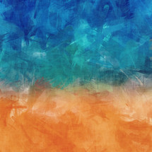 blue and orange brush strokes on canvas 