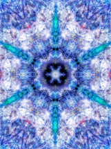 blue and green abstract snowflake kaleidoscope design