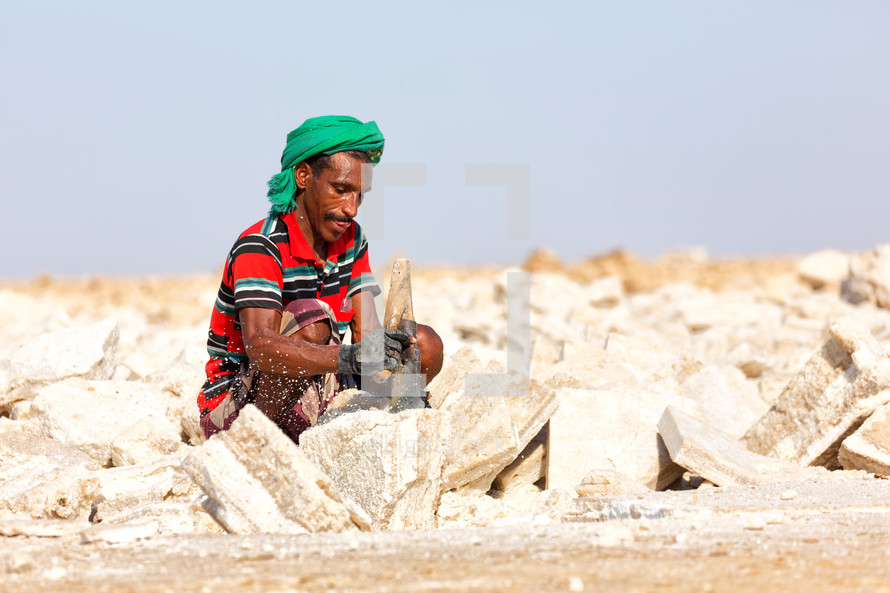 Salt worker in Africa 