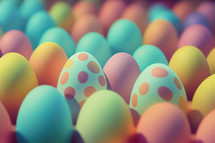 Colorful Easter Eggs Spring on Bokeh Background