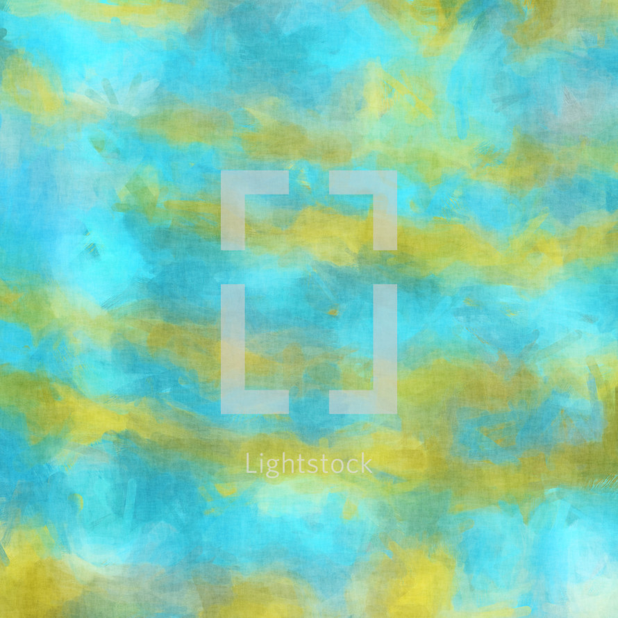abstract background in golden yellow and turquoise with brush stroke on canvas effect