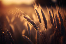 Photography of Wheat fields at golden-hour including bokeh