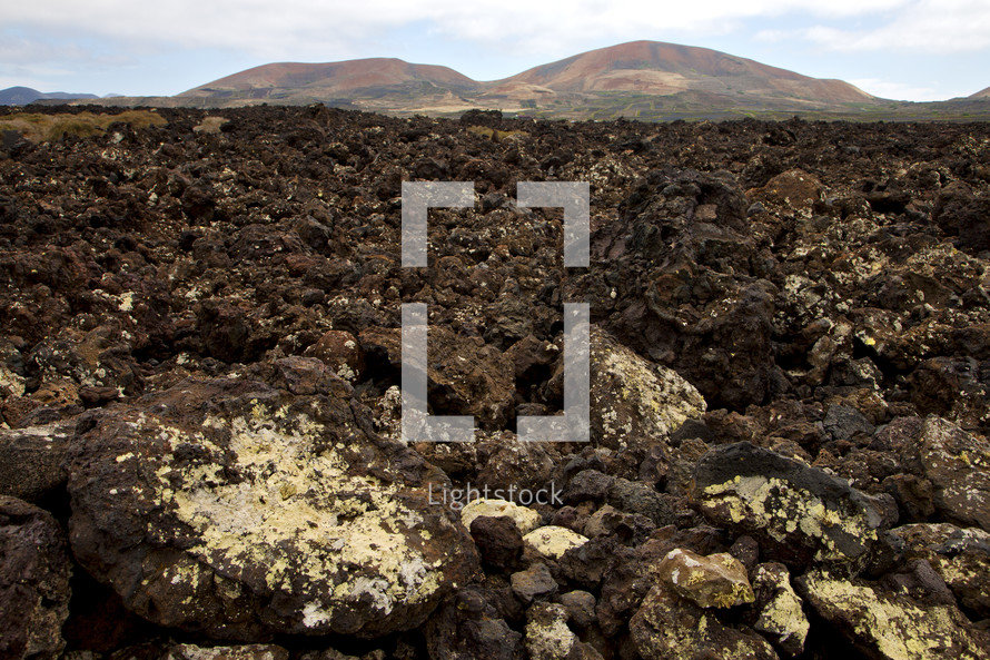 volcanic stone and barren land 