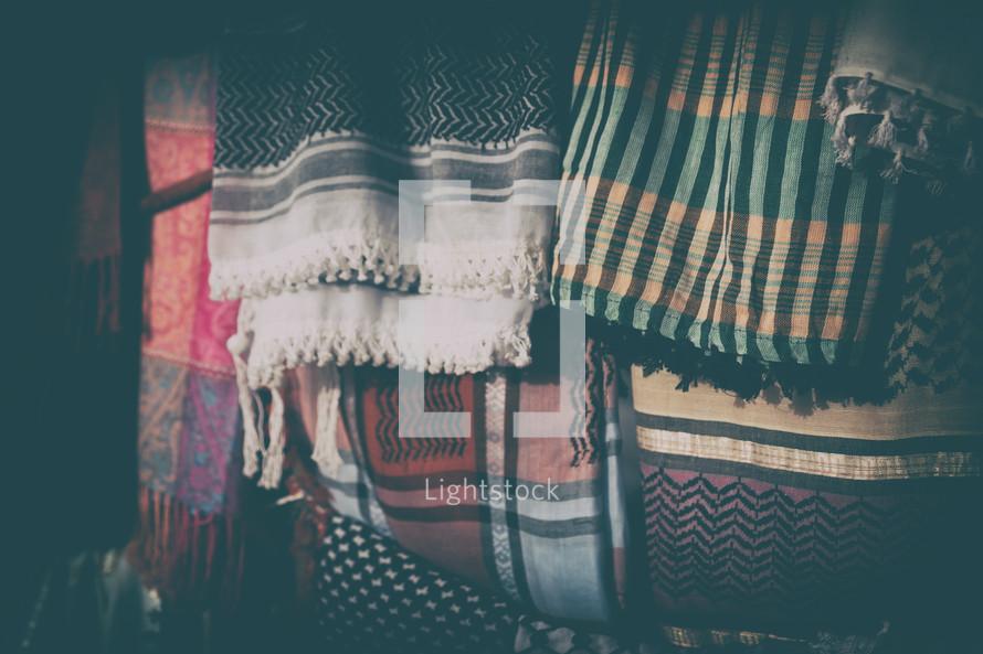 texture of cotton traditional symbolic Arabian scarfs