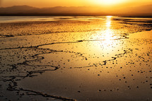 sunset over salt lakes in Ethiopia 