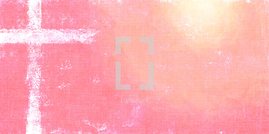 white cross on light yellow to peach pink textured sun background