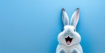 Cute bunny on a blue background for an Easter background