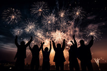 A group enjoying a firework celebration 