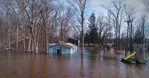 Buchanan Michigan Flooding River Natural Disaster Drone