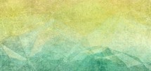 textural grunge polygon landscape in blue green and yellow tan