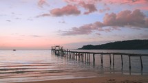 Sunset Colorful Pano with Wooden Peer