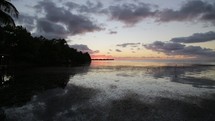 tropical beach at sunset 