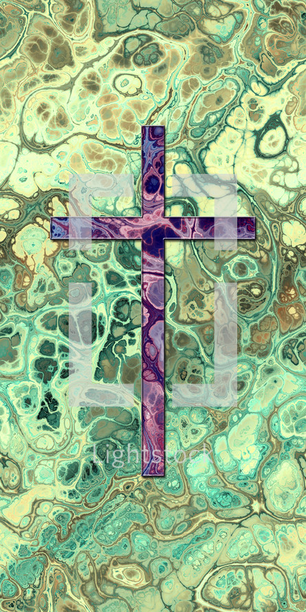 purple marble cross on marbled green cream brown seamless tile