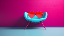 heart shaped sunglasses on a comfort sofa 